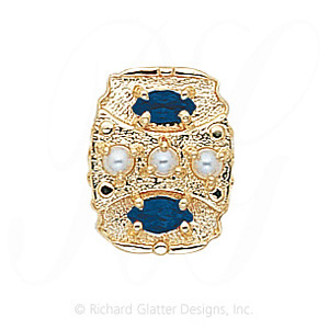 GS268 PL/S - 14 Karat Gold Slide with Pearl center and Sapphire accents 